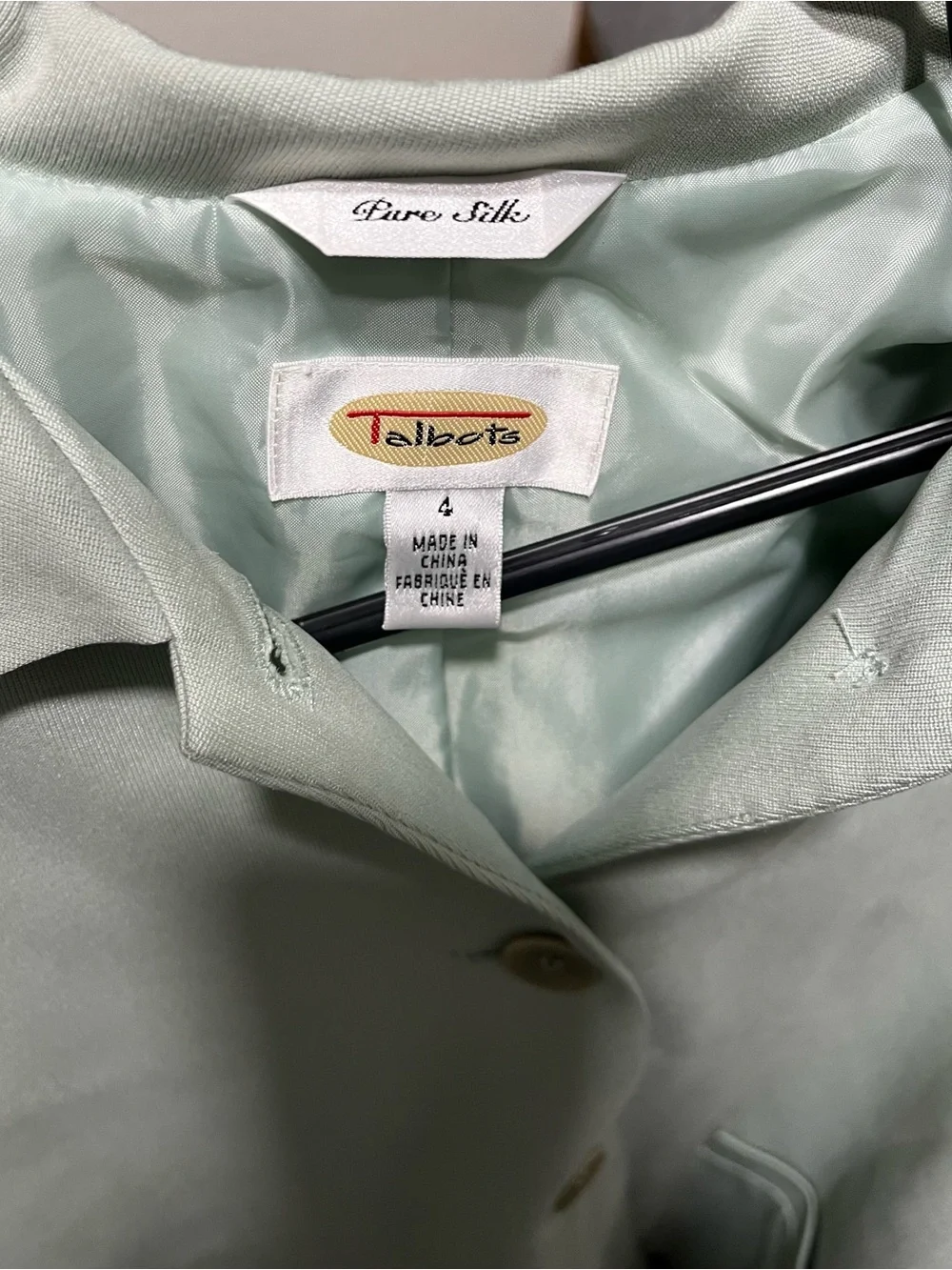 Pure Silk Vintage Talbots Light Sage Green Two-Piece Skirt Set